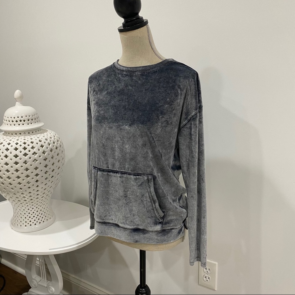 Cupio gray velour velvet sweatshirt sweater Sz m - Picture 2 of 13